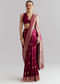 Wine Satin Silk Woven Saree With Heavy Zari Embroidery