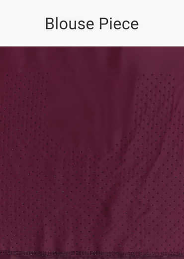 Wine Scallop Embellished Chinon Saree With Stones