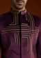 Wine Velvet Jodhpuri Kurta Trouser Set With Zari Embroidery