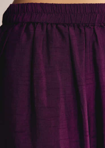 Wine Zardosi Work Dola Silk Kurta Suit With Organza Dupatta