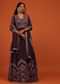 Wine Anarkali Suit Set In Georgette With A Floral Pattern