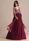 Wine Embroidered Georgette Anarkali Suit