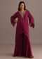 Wine Embroidered Kurta Palazzo Suit