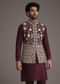 Wine Floral Embroidered Jacket Kurta Set