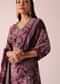 Wine Floral Print Kurta Set In Chanderi
