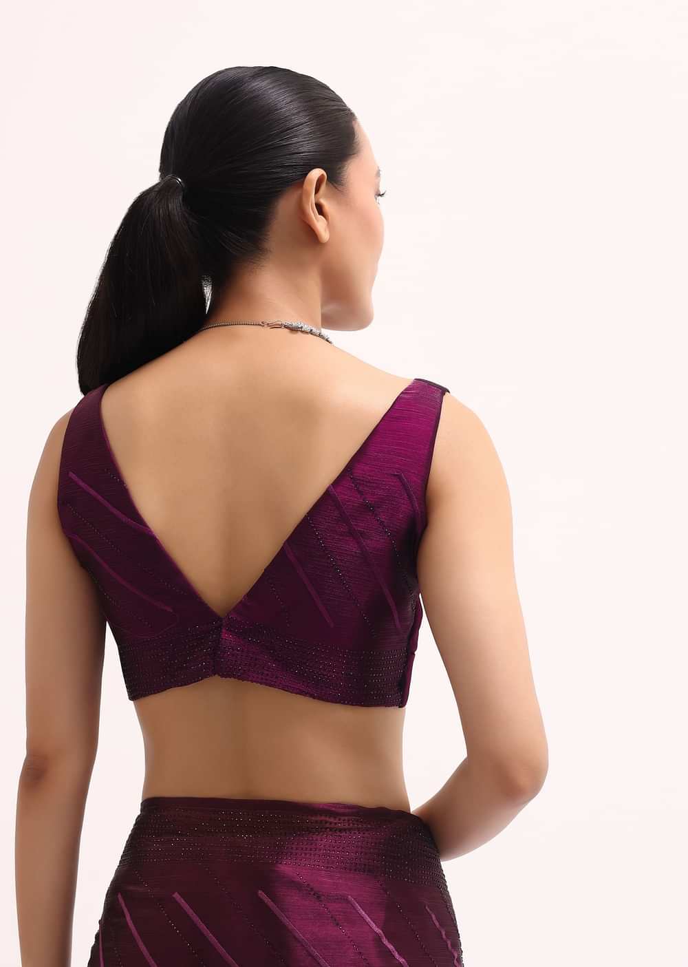 Wine Glass Tissue Saree In Swarovski With Unstitched Blouse