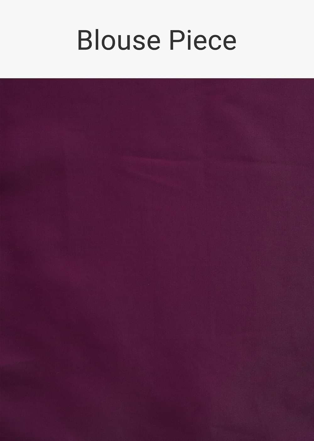 Wine Organza Saree With Lace Border And Unstitched Blouse Piece