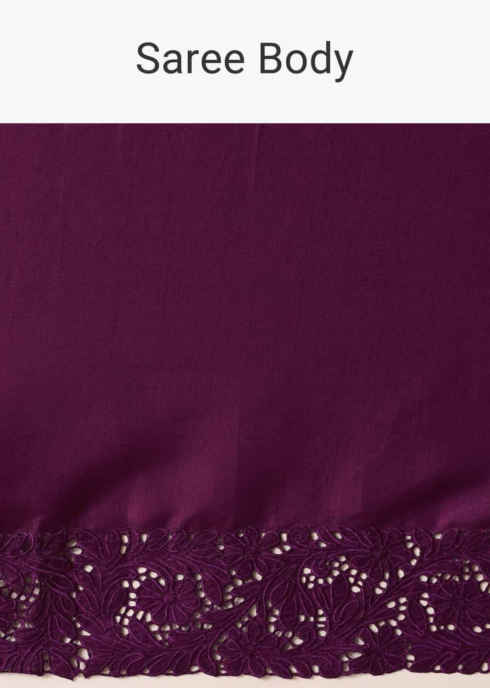 Wine Organza Saree With Lace Border And Unstitched Blouse Piece