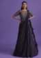 Wine Purple Gown With Attached Drape In Chinon With Cut Dana Work