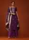 Wine Purple Zari Embroidered Kurti And Palazzo Set In Chanderi Silk