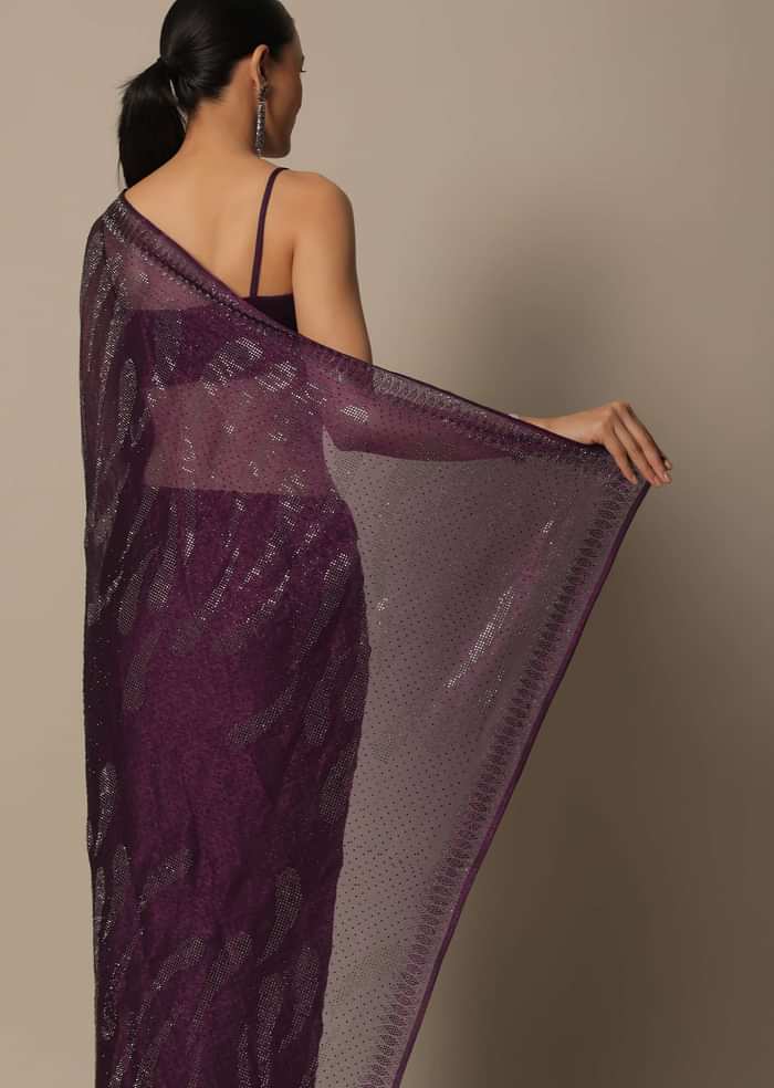 Wine Radiance Saree with Unstitched Blouse