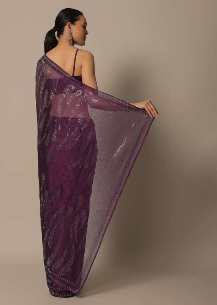 Wine Radiance Saree with Unstitched Blouse