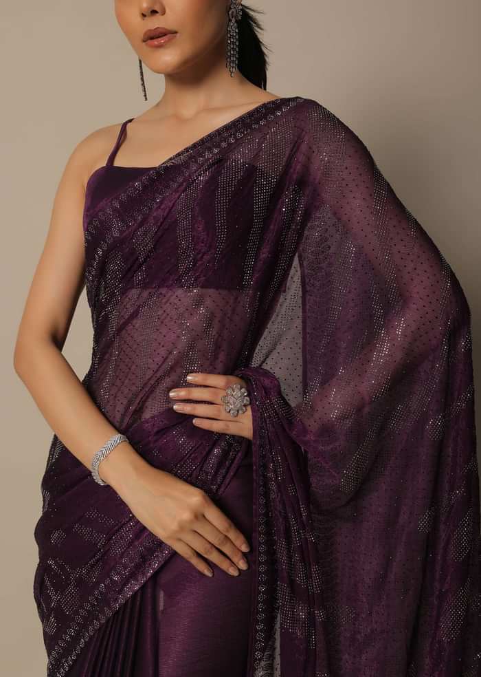 Wine Radiance Saree with Unstitched Blouse