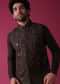 Wine Red Jacket Kurta Set In Silk With Heavy Threadwork And Abla