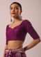 Wine Saree With Floral Jaal Weave In Satin Organza
