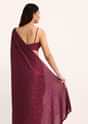 Wine Saree With Thread And Stone Embroidery And Unstitched Blouse