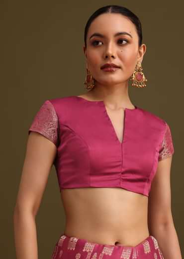 Wine Satin Brocade Zari Weave Saree