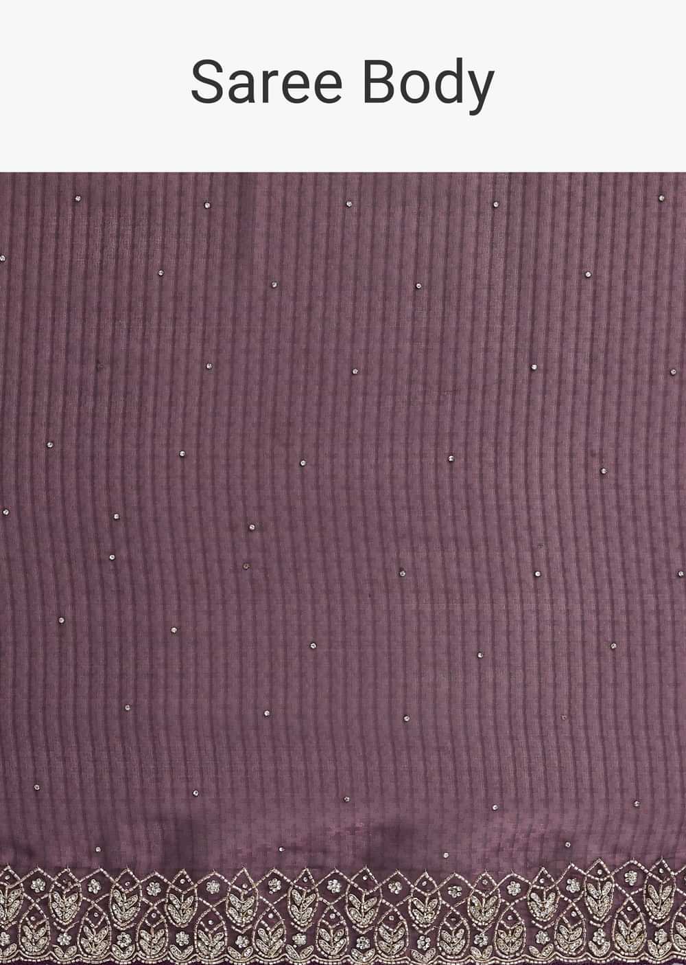 Wine Satin Jacquard Saree With Cut Dana Work And Unstitched Blouse