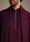 Wine Silk Blend Kurta Set With Thread Work Dupatta