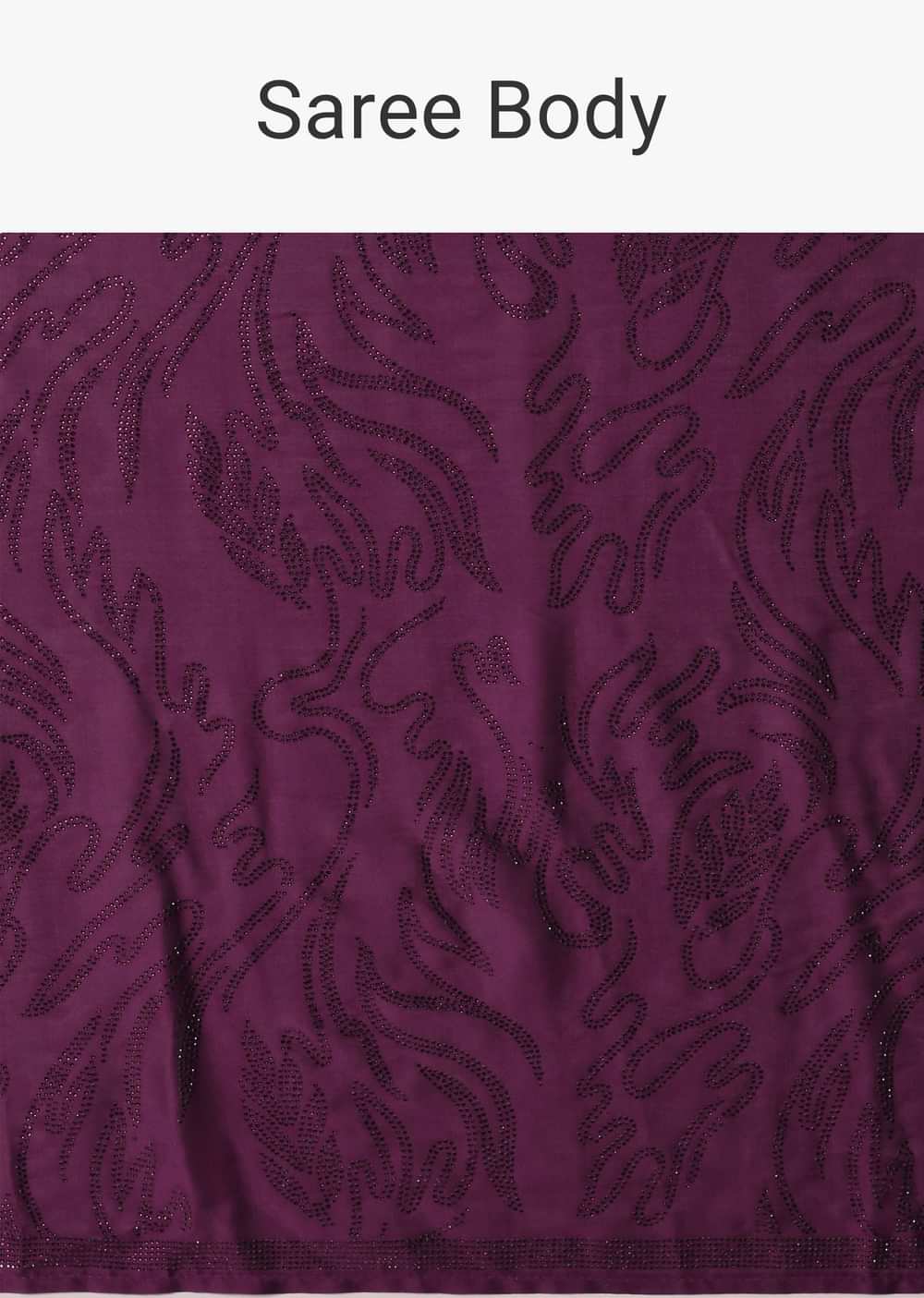 Wine Swarovski Stone Studded Saree With Unstitched Blouse