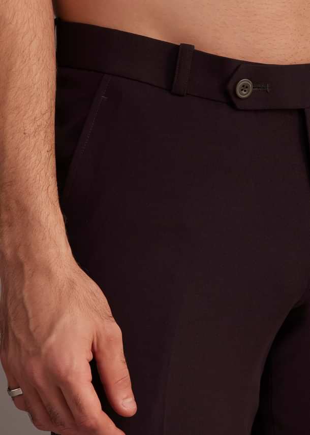 Wine Tuxedo With Beaded Detailing And Satin Peak Lapel Wine Tuxedo With Beaded Detailing And Satin Peak Lapel