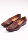 Wine Vegan Leather Jutti With Zardosi Work