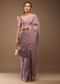 Wistful Mauve Saree With A Crop Top In Sequins Embroidery Crafted In Tissue Organza With Balloon Sleeves