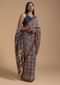 Wood Brown Saree In Cotton With Batik Printed Floral Jaal Design Online - Kalki Fashion