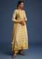 Yellow And Cream Silk Printed Anarkali Set With Chiffon Dupatta