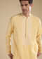 Yellow Chanderi Kashmiri Hand Work Straight Mens Kurta Set