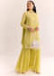 Yellow Chinon Sharara Dupatta Suit With Cutdana Moti And Sequins