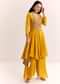 Yellow Chinon Zardosi Kurta Palazzo Suit