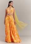 Yellow Crepe Abstract Printed Embroidered Palazzo Set