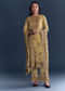 Yellow Crepe Kurta Set With Indie Print And Zari Work