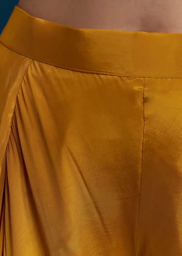 Yellow Crop Top Palazzo Set with Floral Print