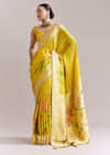 Yellow Dola Silk Woven Muniya Paithani Saree With Zari Border