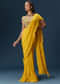 Yellow Frill Saree With Floral Embroidery