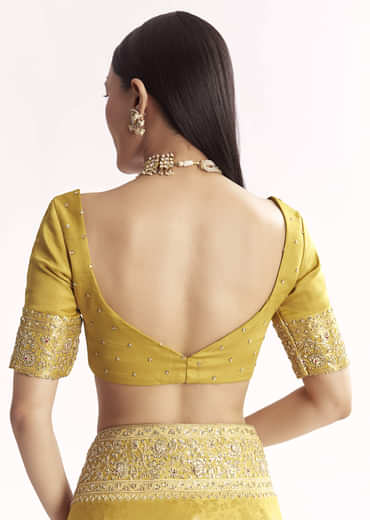 Yellow Jacquard Silk Saree With Woven Brocade Zari Work