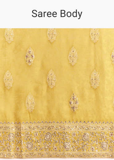 Yellow Jacquard Silk Saree With Woven Brocade Zari Work