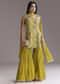 Yellow Paisley Print Sharara Set With Zari Embroidery