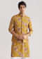 Yellow Pashmina Jacket Kurta Set With Stone Work