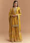 Yellow Satin Palazzo Suit With Gota And Cutdana Work