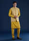Yellow Silk Jacket Kurta Set with Gota Work