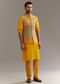 Yellow Silk Kurta Jacket Set With Multicolor Hand Work