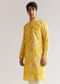 Yellow Silk Kurta Set With Floral Prints