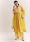 Yellow Silk Kurta Set With Thread Work And Organza Dupatta