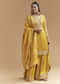 Yellow Silk Palazzo Suit With Hand Embroidery And Floral Print