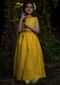 Kalki Girls Yellow Skirt And Crop Top In Hand Woven Cotton Silk With Tie Up At The Back And Woven Border By Love The World Today