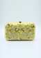 Yellow sling clutch bag embellished in zardosi floral embroidery only on Kalki