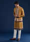 Yellow Velvet Printed Jacket Kurta Set